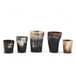 Group of Five Horn Drinking Cups