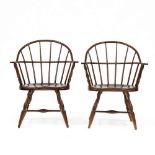 Pair of Walnut Hoop Backed Chairs, Bob Timberlake Collection
