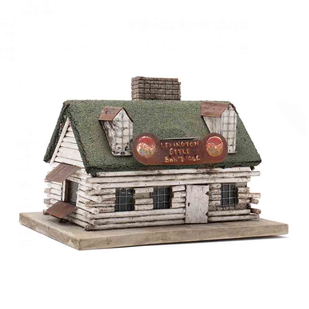 Folk Art Cabin Bird House Famous "Lexington Style Bar B Que"