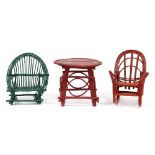 Three Pieces of Painted Twig Child's Furniture