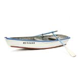 Vintage Painted Wood Child Size Rowboat With Oars