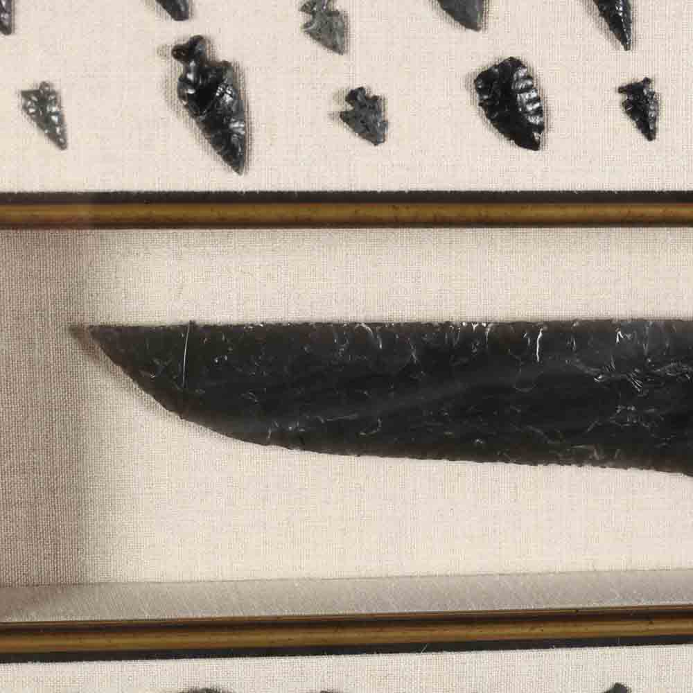 Shadowbox Frame Display of (79) Obsidian Arrowheads and an Obsidian Knife - Image 2 of 4