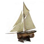 Large Antique Wooden Model of a Schooner, (featured in a Bob Timberlake painting)