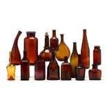 Fifteen Brown Glass Containers
