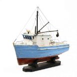 Vintage Wooden Model of a North Carolina Fishing Boat on Stand