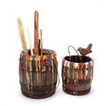 Charles Myers for Bob Timberlake, Two Paint Decorated Buckets