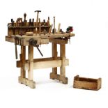 Fred H. Craver's (NC, 1908-1993), Small Vintage Work Bench with Tools