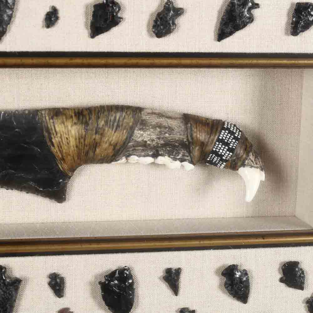 Shadowbox Frame Display of (79) Obsidian Arrowheads and an Obsidian Knife - Image 3 of 4