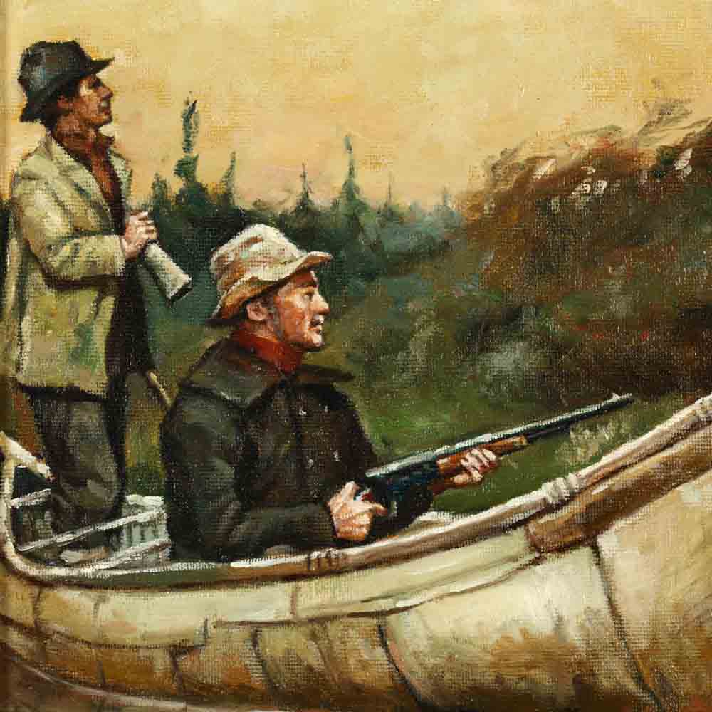 A Contemporary Painting of Duck Hunters in a Canoe - Image 2 of 3