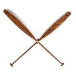 An Antique Crossed Pair of Large Wooden Trophy Oars