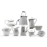 Nine White Enamel Ware Items