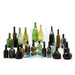 Lot of 30 Glass Bottles and Two Blown Glass Balls