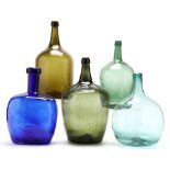 Colorful Group of Five Large Storage Bottles