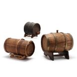 Three Small Wooden Kegs