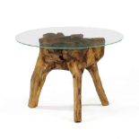Natural Rootwood and Glass Low Table