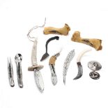 Seven Hand Forged Knives and Tools with Accessories