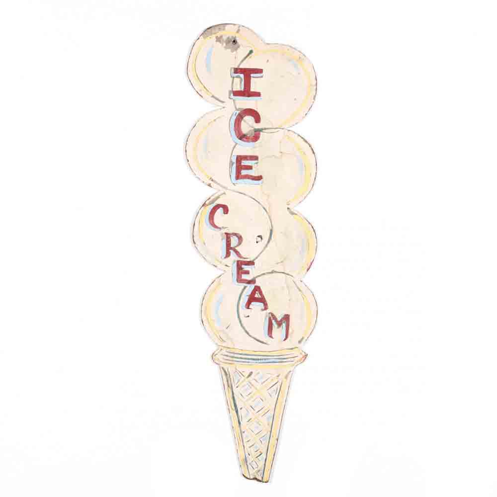 Vintage Hand-Painted Ice Cream Sign