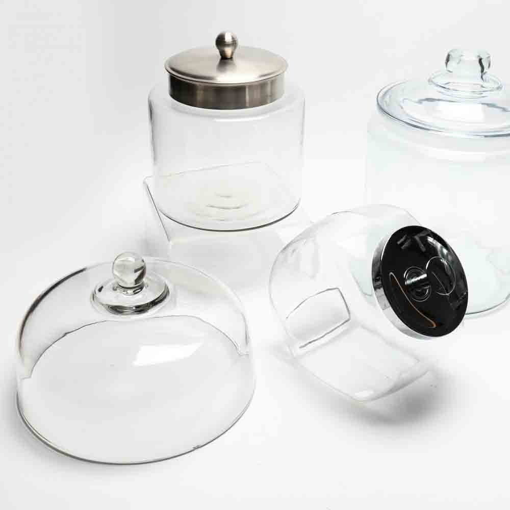Five Clear Glass Lidded Countertop Containers - Image 2 of 6