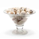 Simon Pearce Glass Pedestal Bowl with Seashells