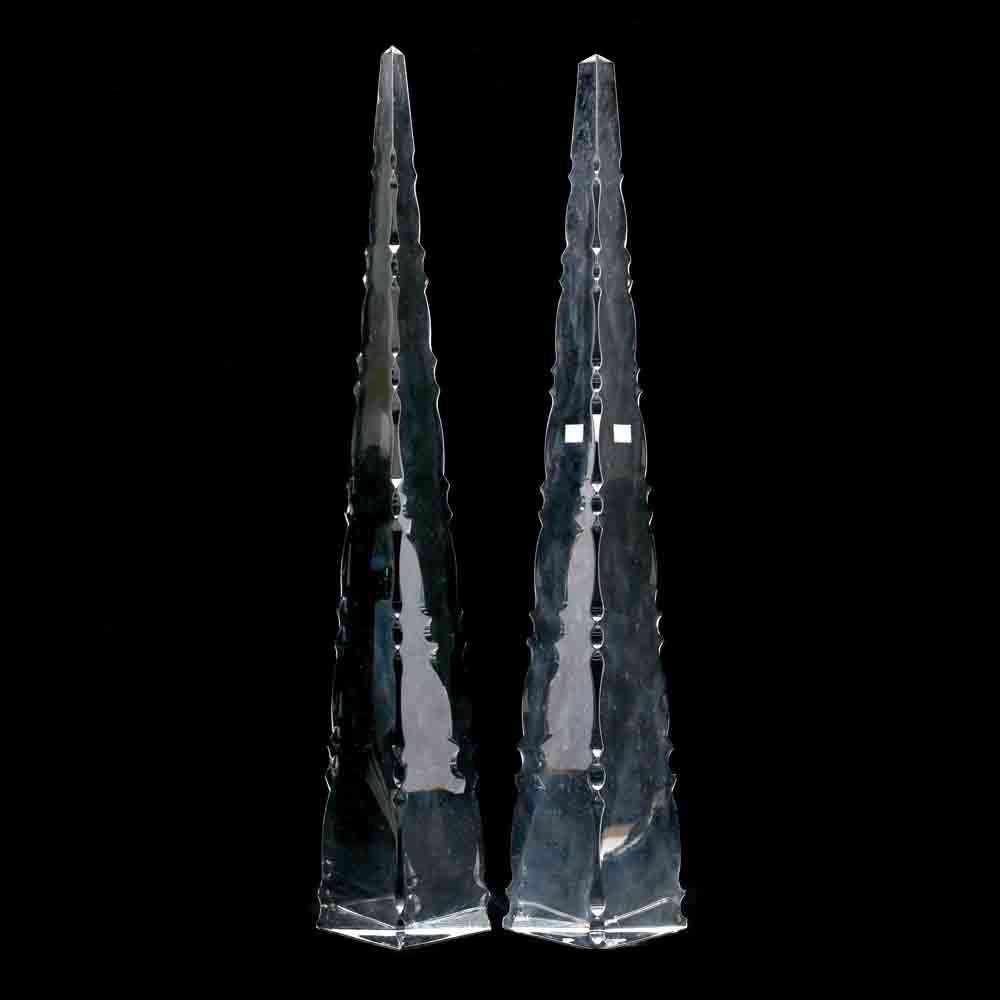 Baccarat, Near Pair of Scalloped Crystal Obelisks - Image 3 of 5