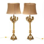 A Pair of French Empire Candelabra Lamps