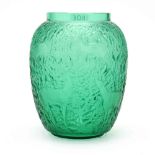 Lalique, Biches Glass Vase in Emerald