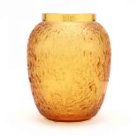 Lalique, Biches Glass Vase in Amber