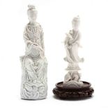 Two Chinese Porcelain Blanc de Chine Bodhisattva Figures