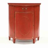 att. Theodore Alexander, Leather Wrapped Demilune Cabinet