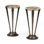att. Theodore Alexander, Pair of Neoclassical Style Bronze and Marble Side Tables