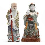 Two Large Chinese Porcelain Famille Rose Figures