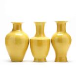 Three Chinese Yellow Vases