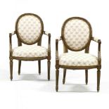 Vintage Pair of Louis XVI Style Carved and Gilt Fauteuil