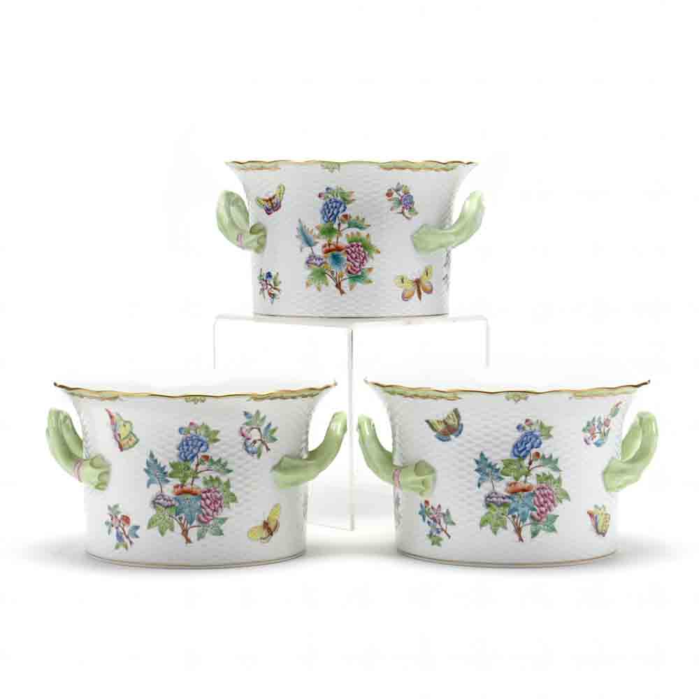 Three Herend Porcelain Cachepots "Queen Victoria"