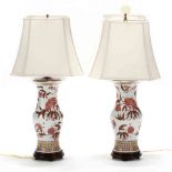 A Pair of Chinese Porcelain Floral Vase Lamps
