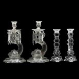 Two Pairs of Glass Candlesticks