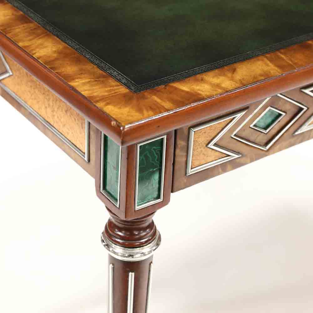 Theodore Alexander, Hermitage Collection, Leather Top Malachite Inlaid Writing Desk - Image 7 of 16
