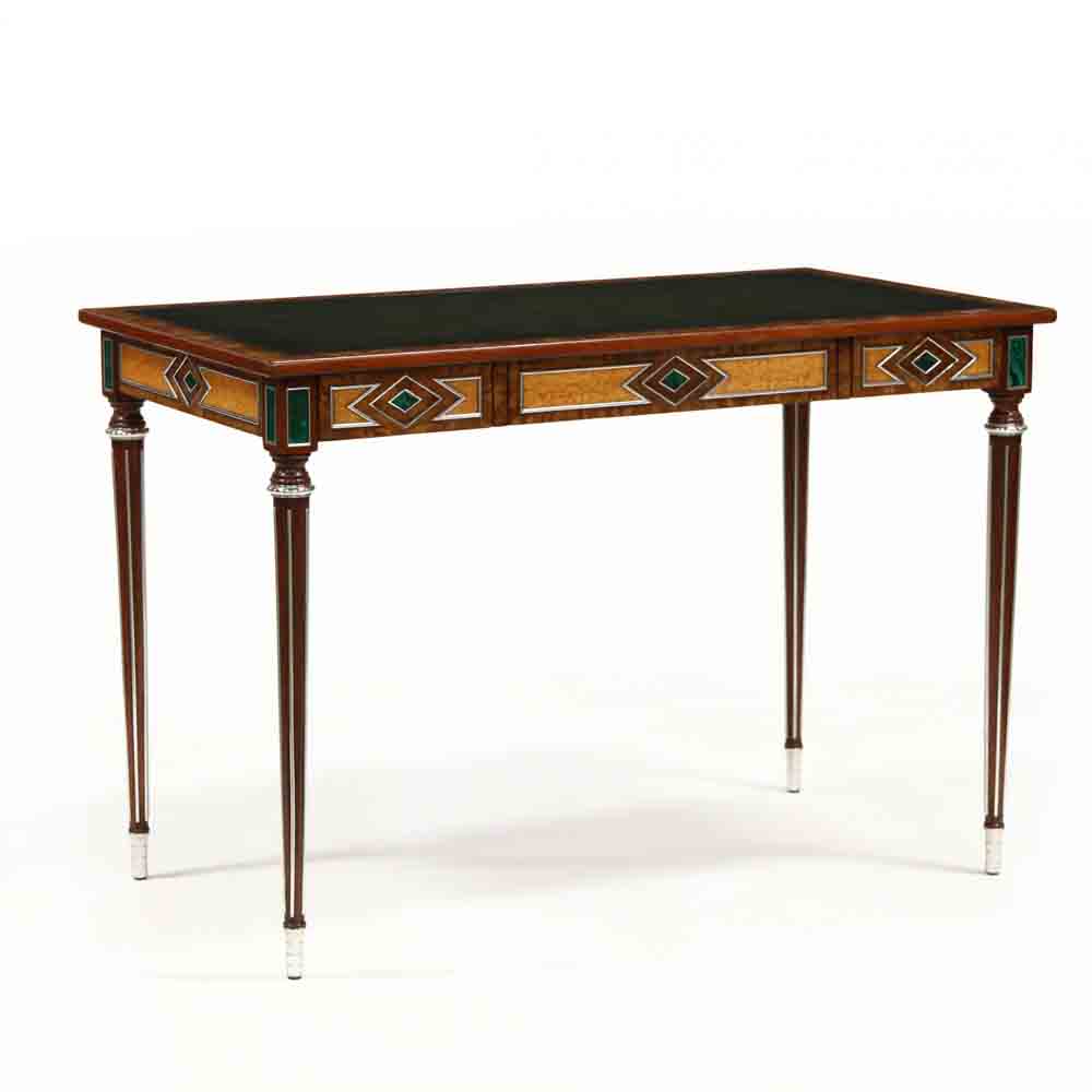 Theodore Alexander, Hermitage Collection, Leather Top Malachite Inlaid Writing Desk - Image 9 of 16