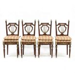 Four Louis XVI Style Carved Mahogany Side Chairs