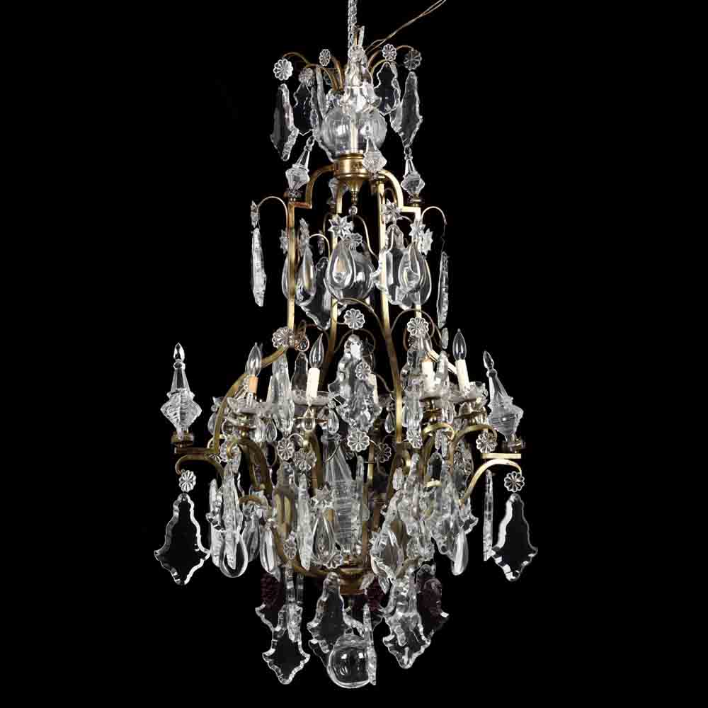 Large Vintage Italian Rococo Style Drop Prism Chandelier