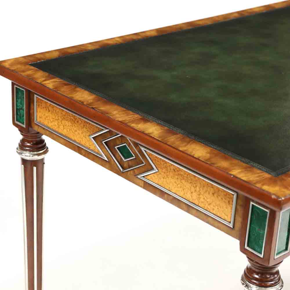 Theodore Alexander, Hermitage Collection, Leather Top Malachite Inlaid Writing Desk - Image 6 of 16
