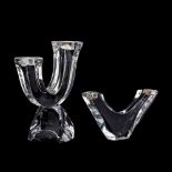 Daum, Two Modernist Glass Candelabra