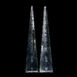 Baccarat, Near Pair of Scalloped Crystal Obelisks