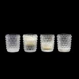 Lalique, Set of Four Mossi Crystal Votive Holders