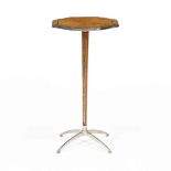 att. Theodore Alexander, Modernist Burlwood and Steel Side Table