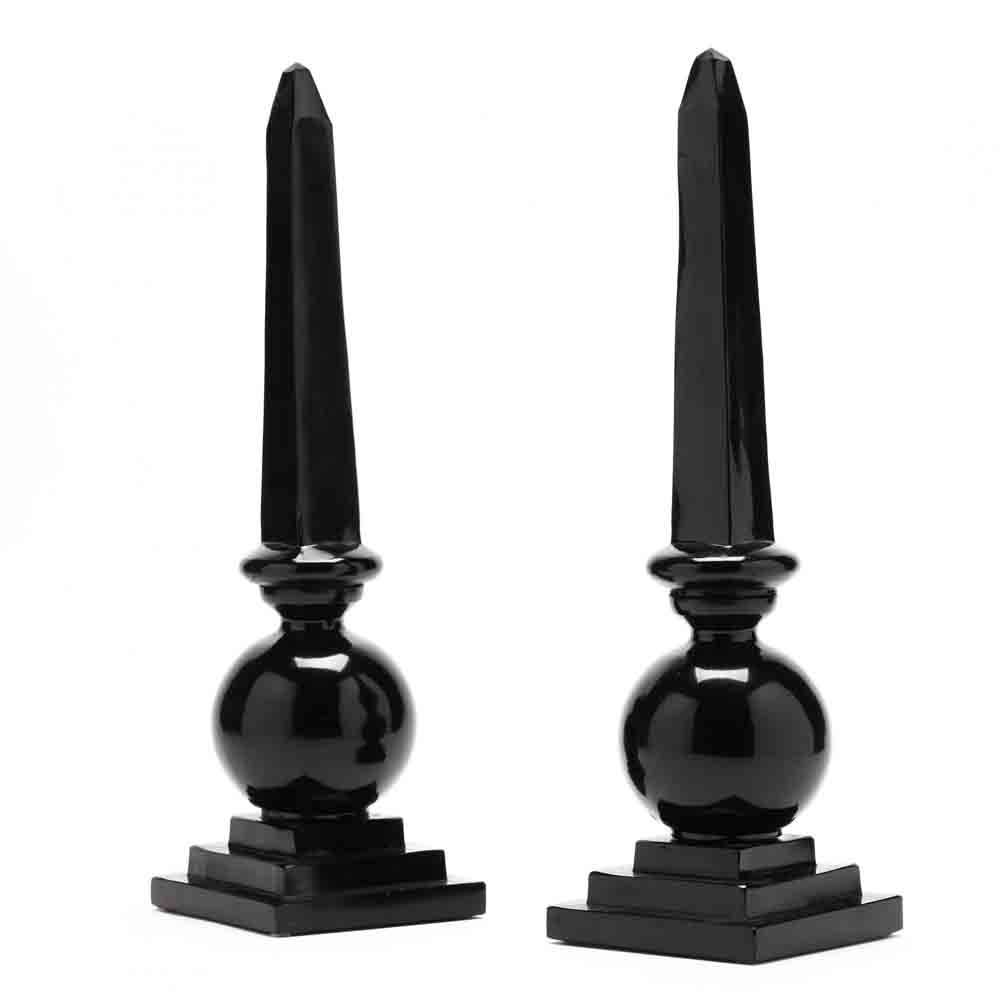 Pair of Decorative Black Glass Obelisks - Image 3 of 4
