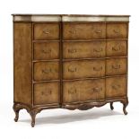 Theodore Alexander, Italianate Burlwood Block Front Chest of Drawers