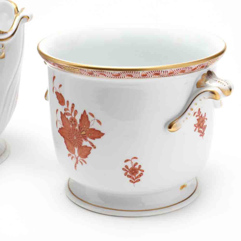 Three Herend "Chinese Bouquet Rust" Porcelain Cachepots - Image 2 of 10