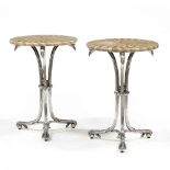 att. Theodore Alexander, Pair of Stone Veneer and Steel Side Table