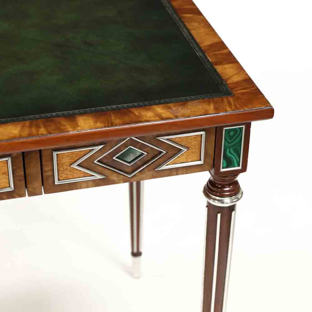 Theodore Alexander, Hermitage Collection, Leather Top Malachite Inlaid Writing Desk - Image 11 of 16